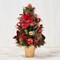 22" Red Poinsettia Cone Tree w/ Pot - Handcrafted Christmas Decorations - Holiday Tree